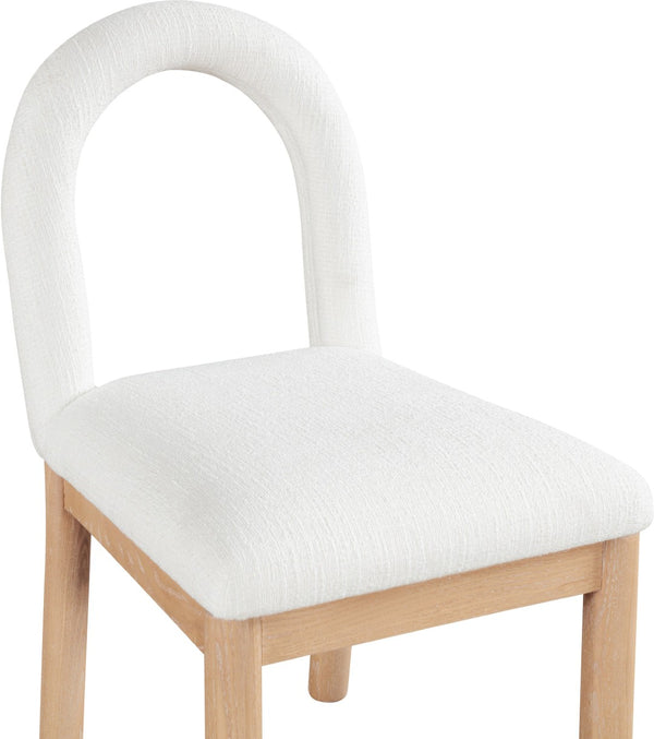 Meridian Furniture Conrad Arched Back Linen Upholstered Dining Chair with Natural Wood Legs Art Deco 11004Cream-C