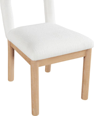 Meridian Furniture Conrad Arched Back Linen Upholstered Dining Chair with Natural Wood Legs Art Deco 11004Cream-C