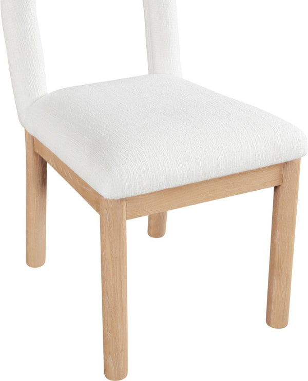 Meridian Furniture Conrad Arched Back Linen Upholstered Dining Chair with Natural Wood Legs Art Deco 11004Cream-C