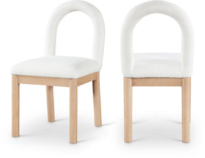 Meridian Furniture Conrad Arched Back Linen Upholstered Dining Chair with Natural Wood Legs Art Deco 11004Cream-C