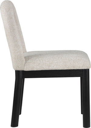 Meridian Furniture Conrad Sculptural Arch Back Dining Chair Beige Linen Weave with Matte Black Legs 11005Beige-C
