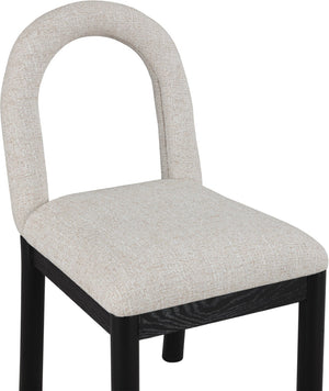 Meridian Furniture Conrad Sculptural Arch Back Dining Chair Beige Linen Weave with Matte Black Legs 11005Beige-C