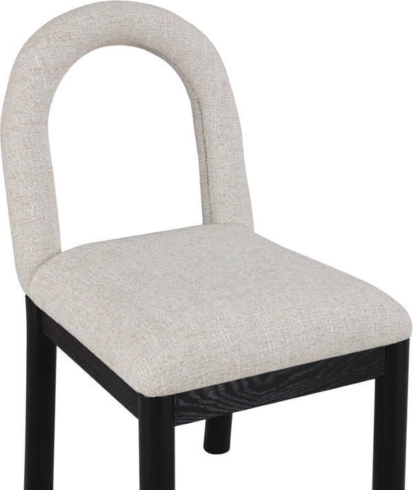 Meridian Furniture Conrad Sculptural Arch Back Dining Chair Beige Linen Weave with Matte Black Legs 11005Beige-C