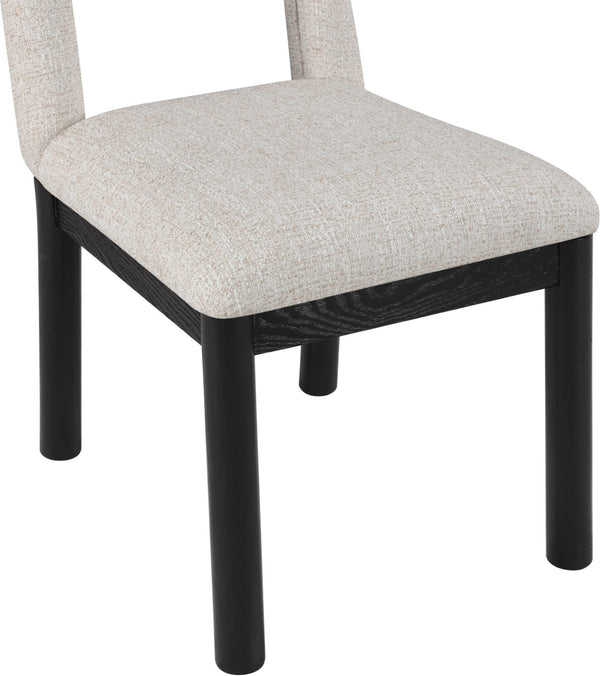 Meridian Furniture Conrad Sculptural Arch Back Dining Chair Beige Linen Weave with Matte Black Legs 11005Beige-C