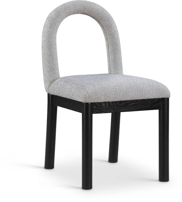 Meridian Furniture Conrad Arched Back Dining Chair Linen Upholstery Matte Black Legs Art Deco Style 11005Grey-C