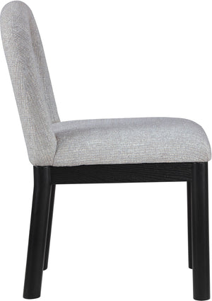 Meridian Furniture Conrad Arched Back Dining Chair Linen Upholstery Matte Black Legs Art Deco Style 11005Grey-C