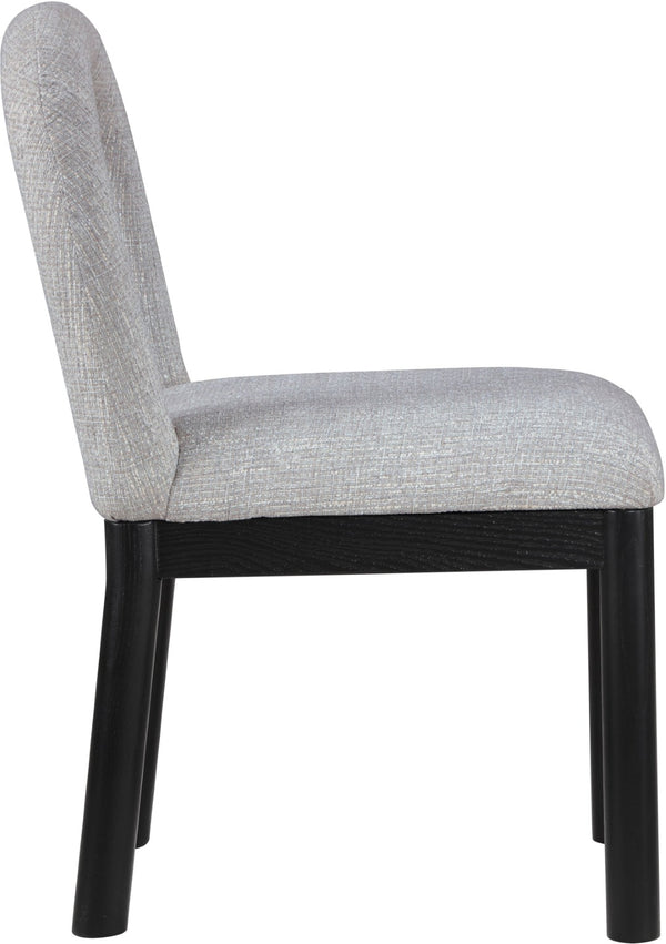 Meridian Furniture Conrad Arched Back Dining Chair Linen Upholstery Matte Black Legs Art Deco Style 11005Grey-C