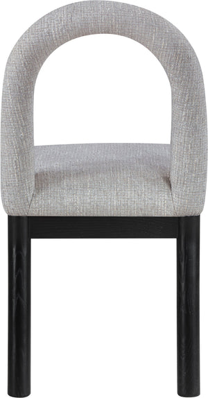 Meridian Furniture Conrad Arched Back Dining Chair Linen Upholstery Matte Black Legs Art Deco Style 11005Grey-C