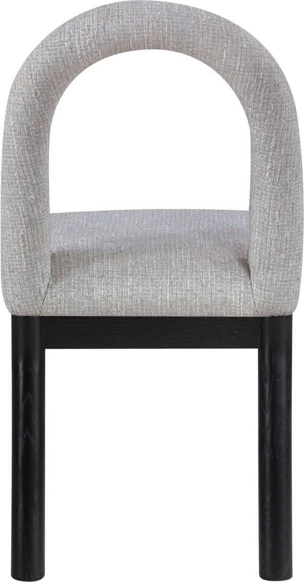Meridian Furniture Conrad Arched Back Dining Chair Linen Upholstery Matte Black Legs Art Deco Style 11005Grey-C