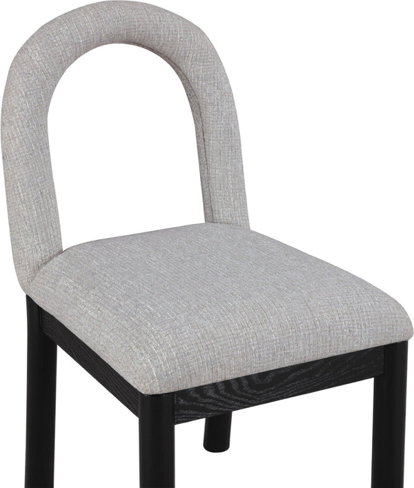 Meridian Furniture Conrad Arched Back Dining Chair Linen Upholstery Matte Black Legs Art Deco Style 11005Grey-C