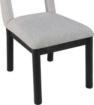 Meridian Furniture Conrad Arched Back Dining Chair Linen Upholstery Matte Black Legs Art Deco Style 11005Grey-C