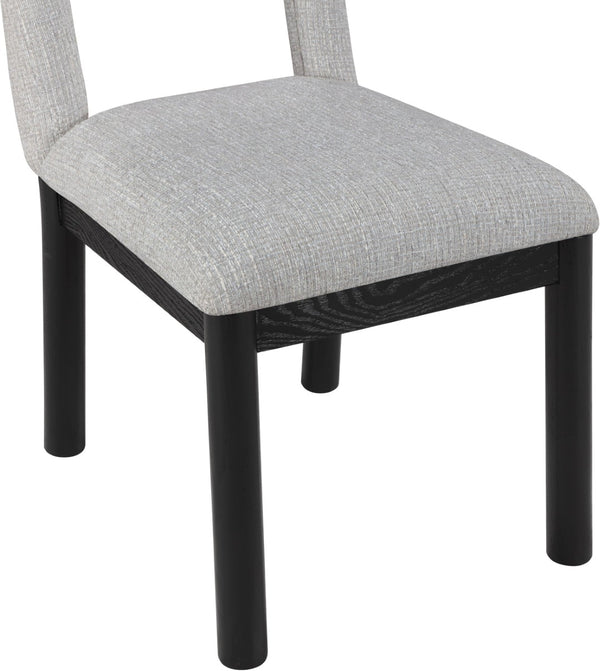Meridian Furniture Conrad Arched Back Dining Chair Linen Upholstery Matte Black Legs Art Deco Style 11005Grey-C