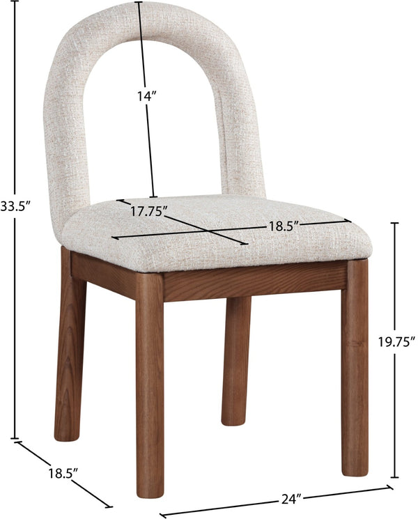 Meridian Furniture Conrad Arched Back Linen Upholstered Dining Chair with Walnut Legs for Modern Interiors 11006Beige-C