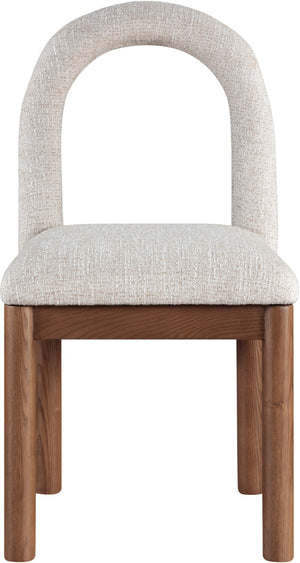 Meridian Furniture Conrad Arched Back Linen Upholstered Dining Chair with Walnut Legs for Modern Interiors 11006Beige-C