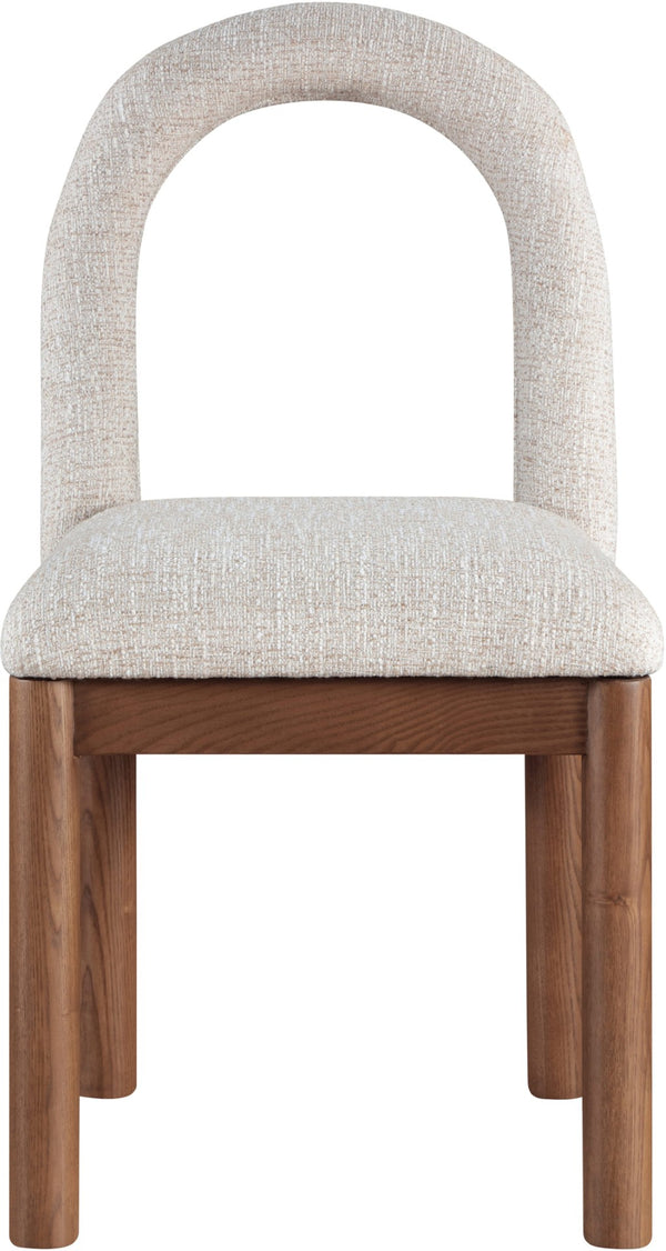 Meridian Furniture Conrad Arched Back Linen Upholstered Dining Chair with Walnut Legs for Modern Interiors 11006Beige-C