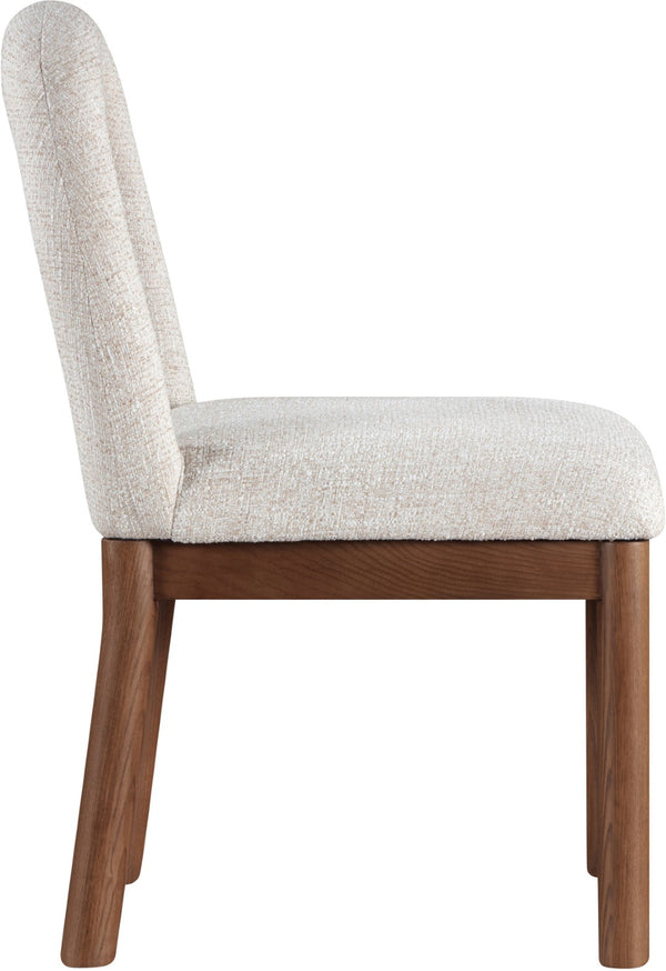 Meridian Furniture Conrad Arched Back Linen Upholstered Dining Chair with Walnut Legs for Modern Interiors 11006Beige-C
