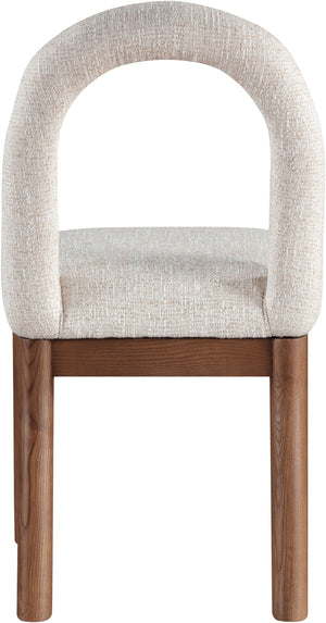 Meridian Furniture Conrad Arched Back Linen Upholstered Dining Chair with Walnut Legs for Modern Interiors 11006Beige-C