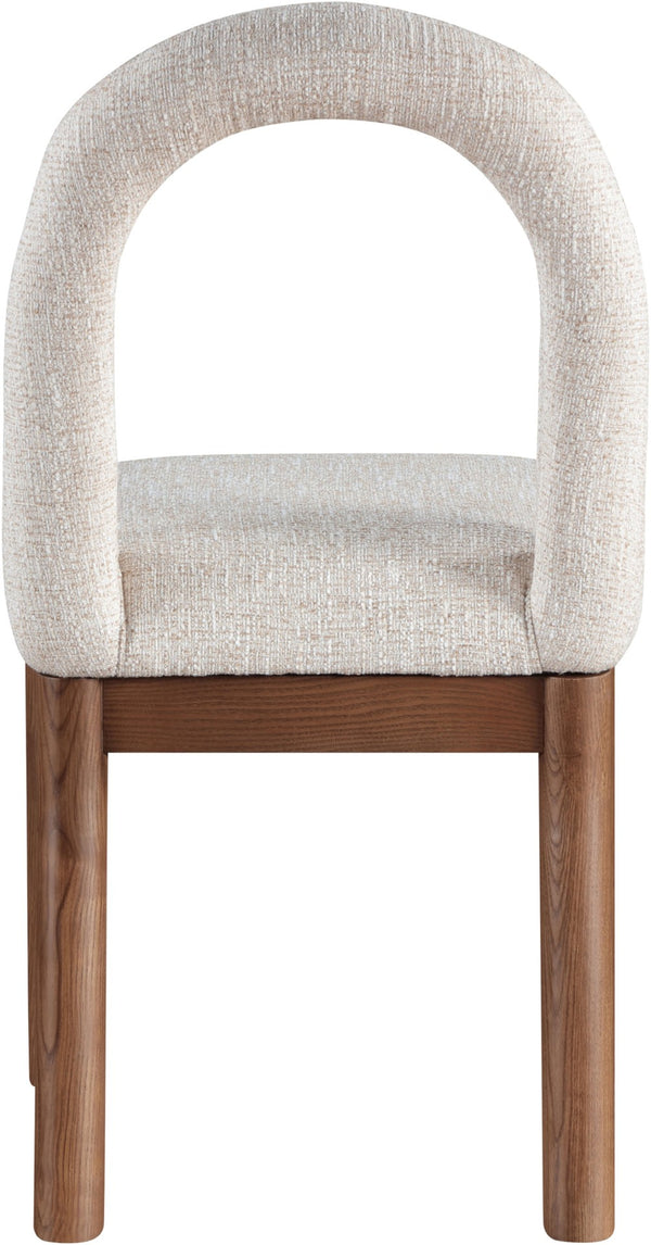 Meridian Furniture Conrad Arched Back Linen Upholstered Dining Chair with Walnut Legs for Modern Interiors 11006Beige-C