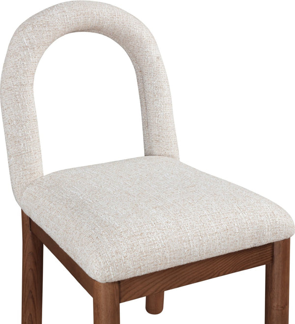 Meridian Furniture Conrad Arched Back Linen Upholstered Dining Chair with Walnut Legs for Modern Interiors 11006Beige-C