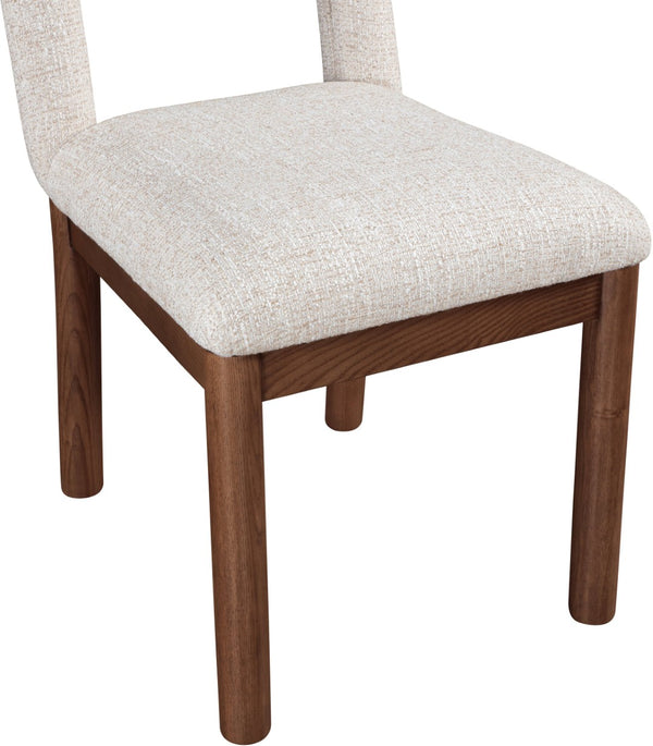 Meridian Furniture Conrad Arched Back Linen Upholstered Dining Chair with Walnut Legs for Modern Interiors 11006Beige-C