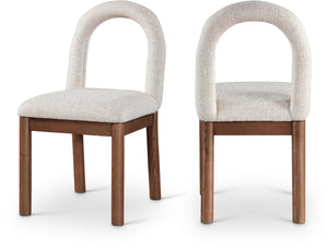 Meridian Furniture Conrad Arched Back Linen Upholstered Dining Chair with Walnut Legs for Modern Interiors 11006Beige-C