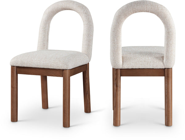 Meridian Furniture Conrad Arched Back Linen Upholstered Dining Chair with Walnut Legs for Modern Interiors 11006Beige-C