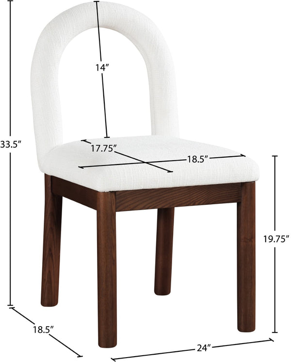 Meridian Furniture Conrad Arched Back Linen Weave Dining Chair with Walnut Legs for Modern Spaces 11006Cream-C