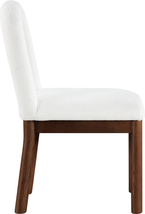 Meridian Furniture Conrad Arched Back Linen Weave Dining Chair with Walnut Legs for Modern Spaces 11006Cream-C