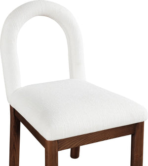 Meridian Furniture Conrad Arched Back Linen Weave Dining Chair with Walnut Legs for Modern Spaces 11006Cream-C