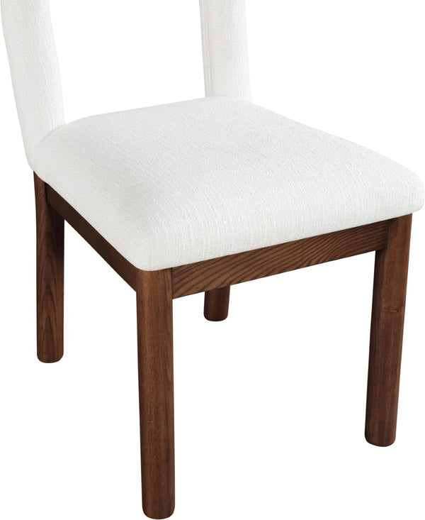 Meridian Furniture Conrad Arched Back Linen Weave Dining Chair with Walnut Legs for Modern Spaces 11006Cream-C