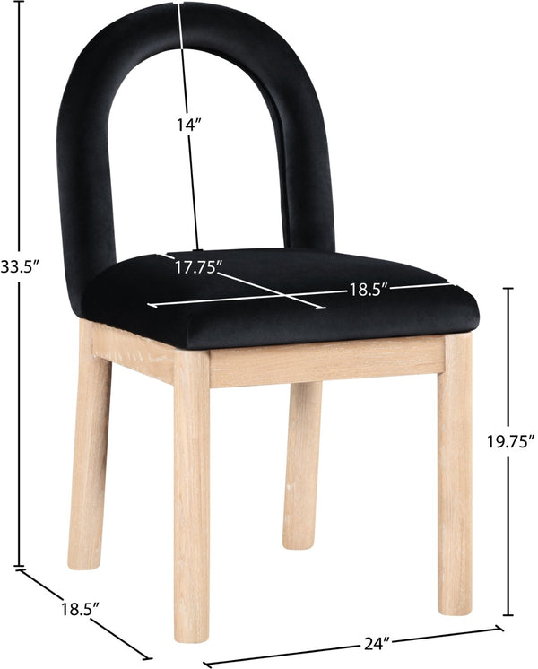 Meridian Furniture Conrad Velvet Dining Chair Art Deco Arched Back with Solid Wood Legs for Modern 11007Black-C