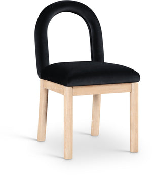 Meridian Furniture Conrad Velvet Dining Chair Art Deco Arched Back with Solid Wood Legs for Modern 11007Black-C