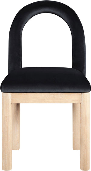 Meridian Furniture Conrad Velvet Dining Chair Art Deco Arched Back with Solid Wood Legs for Modern 11007Black-C