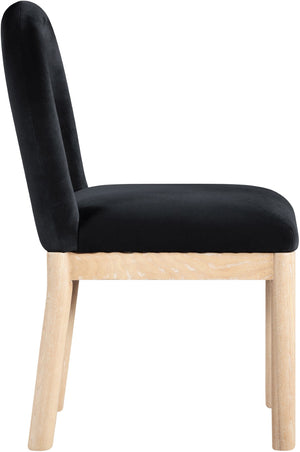 Meridian Furniture Conrad Velvet Dining Chair Art Deco Arched Back with Solid Wood Legs for Modern 11007Black-C