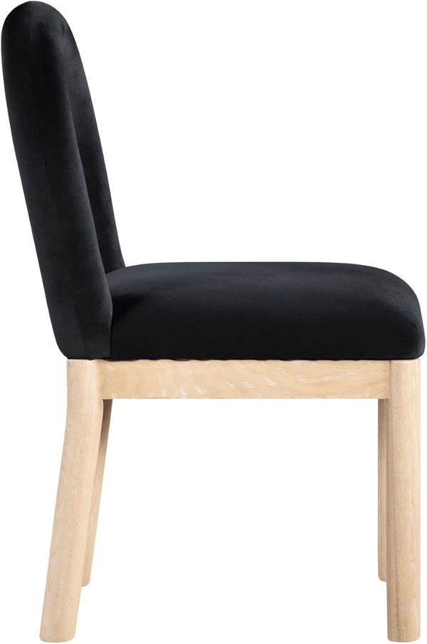 Meridian Furniture Conrad Velvet Dining Chair Art Deco Arched Back with Solid Wood Legs for Modern 11007Black-C