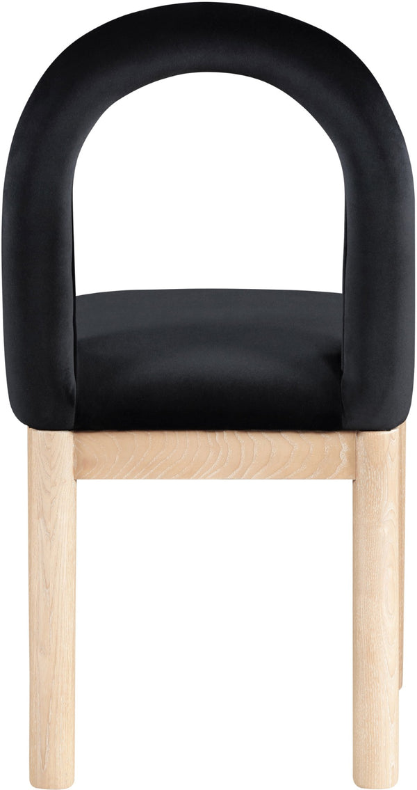 Meridian Furniture Conrad Velvet Dining Chair Art Deco Arched Back with Solid Wood Legs for Modern 11007Black-C
