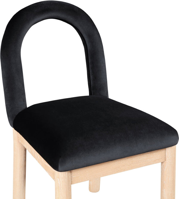 Meridian Furniture Conrad Velvet Dining Chair Art Deco Arched Back with Solid Wood Legs for Modern 11007Black-C