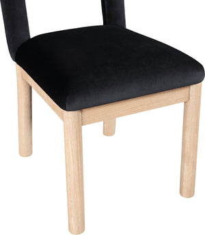 Meridian Furniture Conrad Velvet Dining Chair Art Deco Arched Back with Solid Wood Legs for Modern 11007Black-C