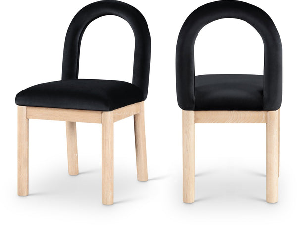 Meridian Furniture Conrad Velvet Dining Chair Art Deco Arched Back with Solid Wood Legs for Modern 11007Black-C