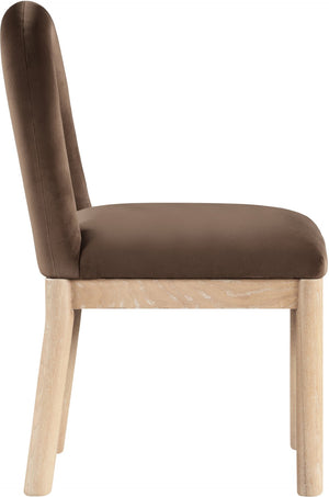 Meridian Furniture Conrad Art Deco Velvet Dining Chair with Arched Back and Natural Wood Legs 11007Brown-C