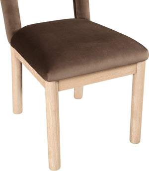 Meridian Furniture Conrad Art Deco Velvet Dining Chair with Arched Back and Natural Wood Legs 11007Brown-C
