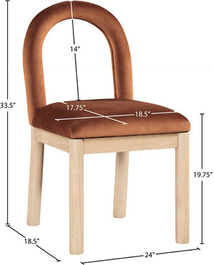 Meridian Furniture Conrad Art Deco Arched Back Velvet Dining Chair with Solid Wood Legs for Stylish Spaces 11007Cognac-C