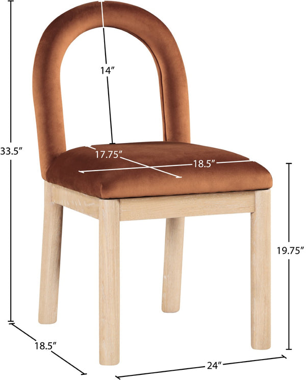 Meridian Furniture Conrad Art Deco Arched Back Velvet Dining Chair with Solid Wood Legs for Stylish Spaces 11007Cognac-C