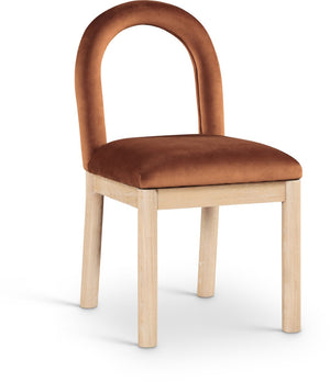 Meridian Furniture Conrad Art Deco Arched Back Velvet Dining Chair with Solid Wood Legs for Stylish Spaces 11007Cognac-C