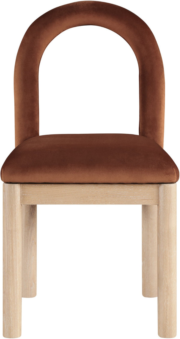 Meridian Furniture Conrad Art Deco Arched Back Velvet Dining Chair with Solid Wood Legs for Stylish Spaces 11007Cognac-C