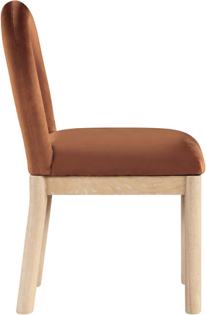 Meridian Furniture Conrad Art Deco Arched Back Velvet Dining Chair with Solid Wood Legs for Stylish Spaces 11007Cognac-C
