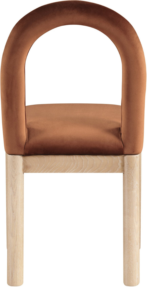 Meridian Furniture Conrad Art Deco Arched Back Velvet Dining Chair with Solid Wood Legs for Stylish Spaces 11007Cognac-C
