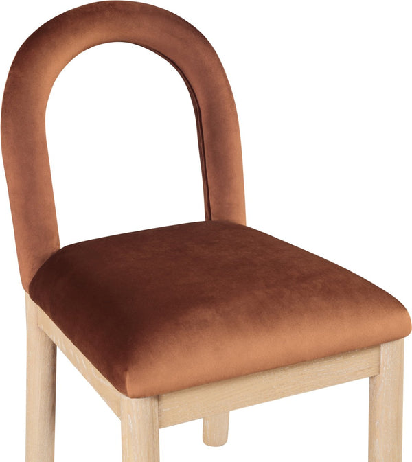 Meridian Furniture Conrad Art Deco Arched Back Velvet Dining Chair with Solid Wood Legs for Stylish Spaces 11007Cognac-C