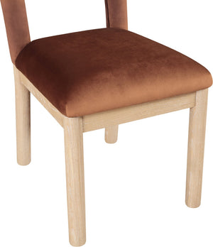 Meridian Furniture Conrad Art Deco Arched Back Velvet Dining Chair with Solid Wood Legs for Stylish Spaces 11007Cognac-C