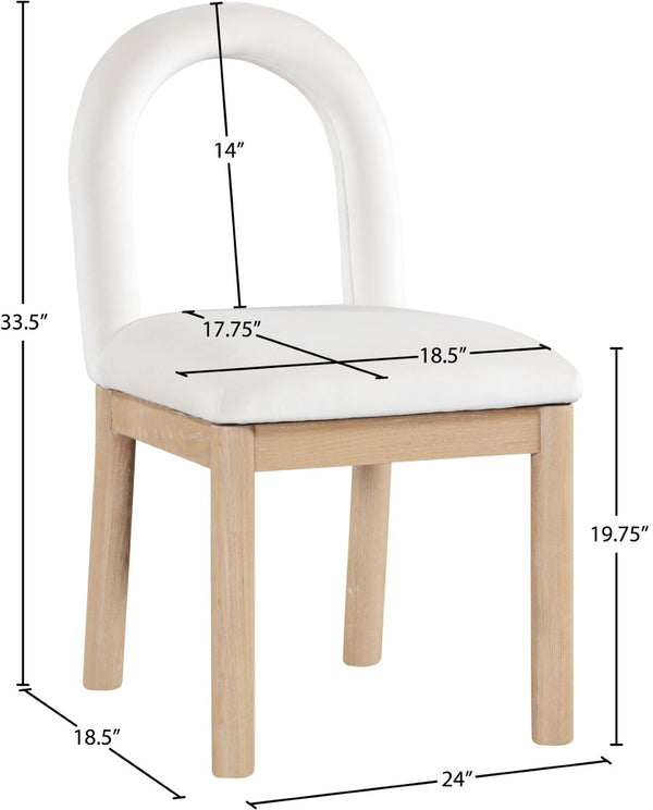 Meridian Furniture Conrad Arched Back Velvet Dining Chair with Solid Wood Legs for Elegant Interiors 11007Cream-C
